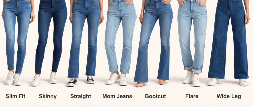 Verschiedene Jeansschnitte