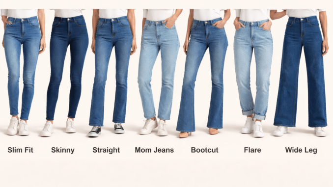 Verschiedene Jeansschnitte