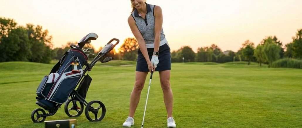 Frau spielt Golf