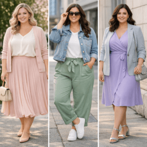 3 Pastell Outfits für curvy Figuren