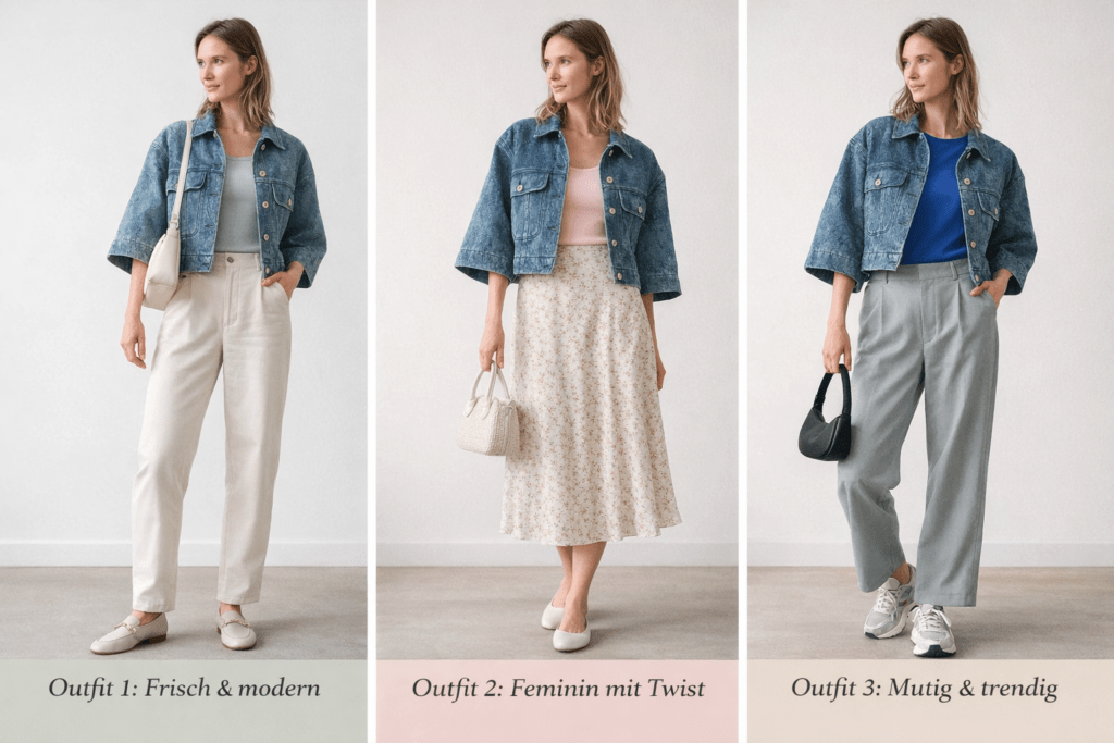 Kurze Jeansjacken mit weiten Ärmeln: Der neue Denim-Trend für den Frühling