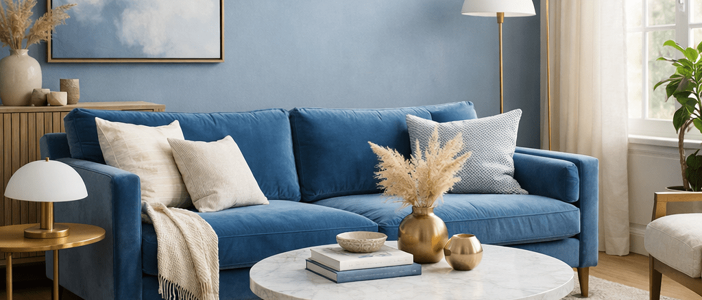 Wohnzimmer in Blautönen