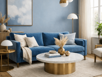 Wohnzimmer in Blautönen