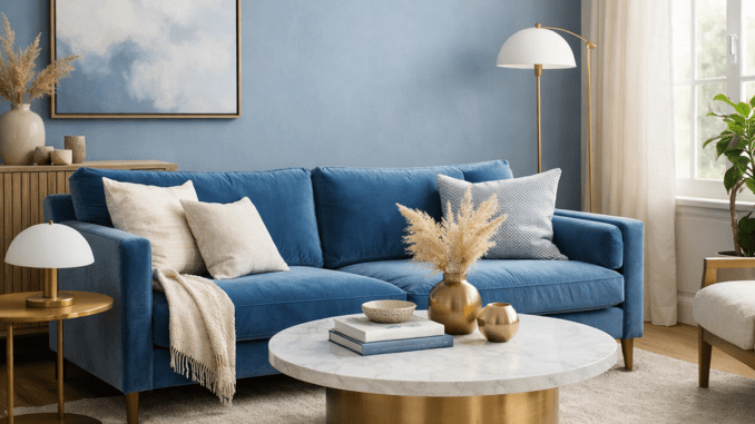 Wohnzimmer in Blautönen