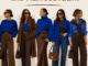 Kobaltblau und Kaffeebraun verschiedene elegante Outfits