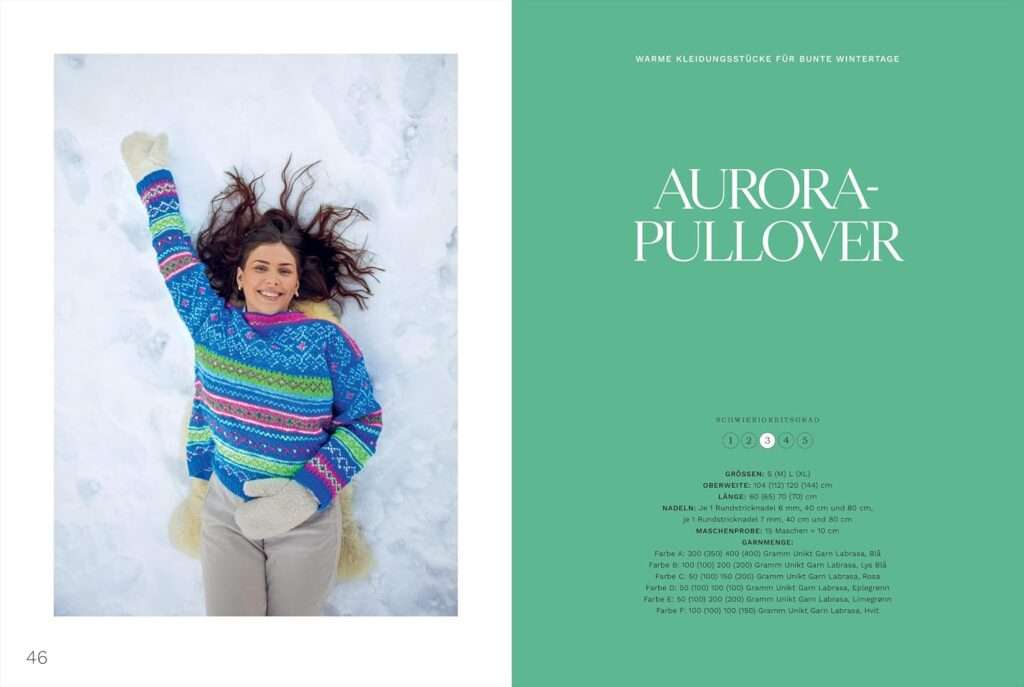 Auszug aus "Runastrickk: Warme Kleidungsssstücke" Hier ein blauer Norwegerpullover