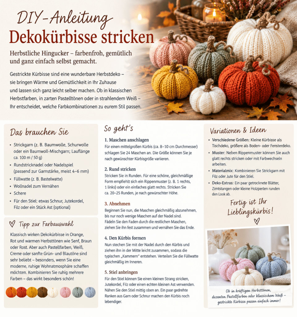 Dekokürbisse stricken – gemütliche Herbstdeko einfach selber machen